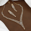Gold-Toned Geometric American Diamond Necklace Set