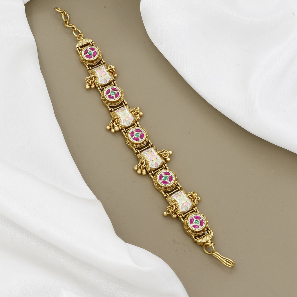 Traditional Antique Gold Meenakari Bracelet