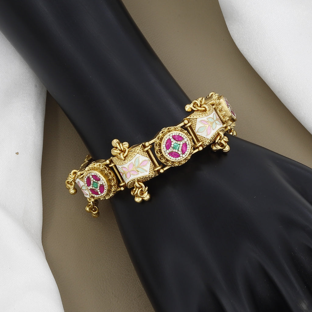 Traditional Antique Gold Meenakari Bracelet