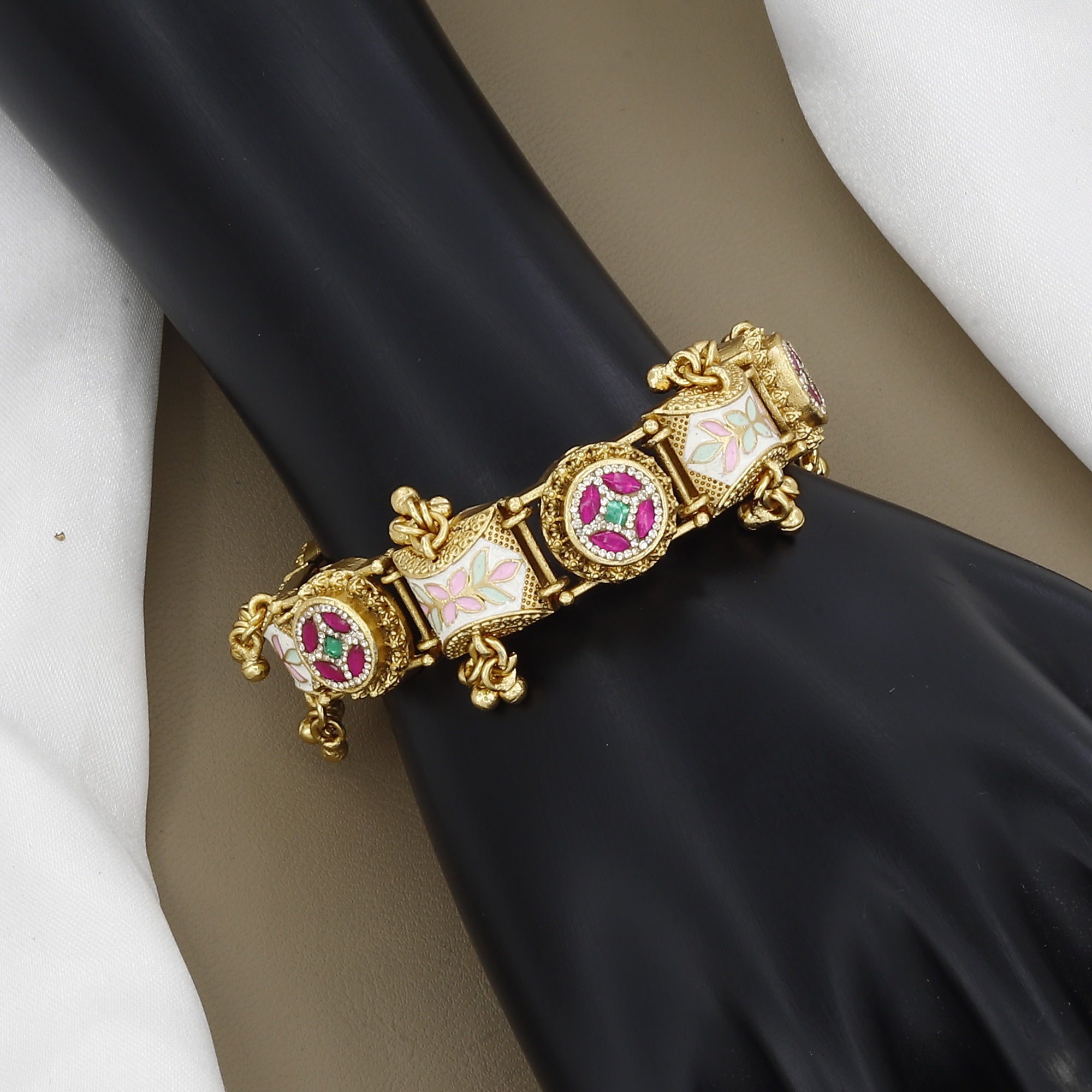 Traditional Antique Gold Meenakari Bracelet