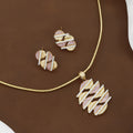 Elegant Gold-Tone Abstract Leaf Jewelry Set with Colors