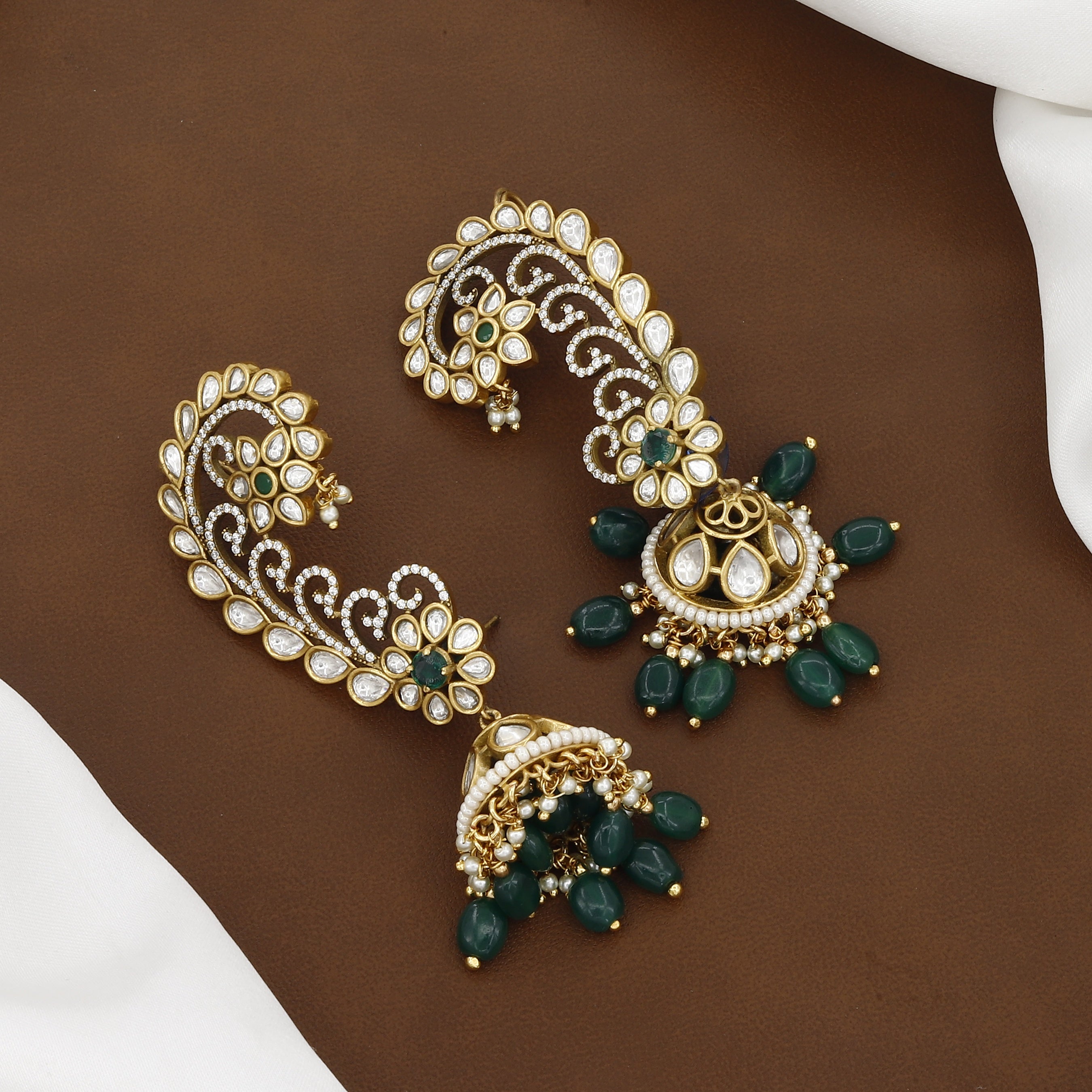 Statement Ethnic Exquisite Designer Kundan Jhumka Cuffs