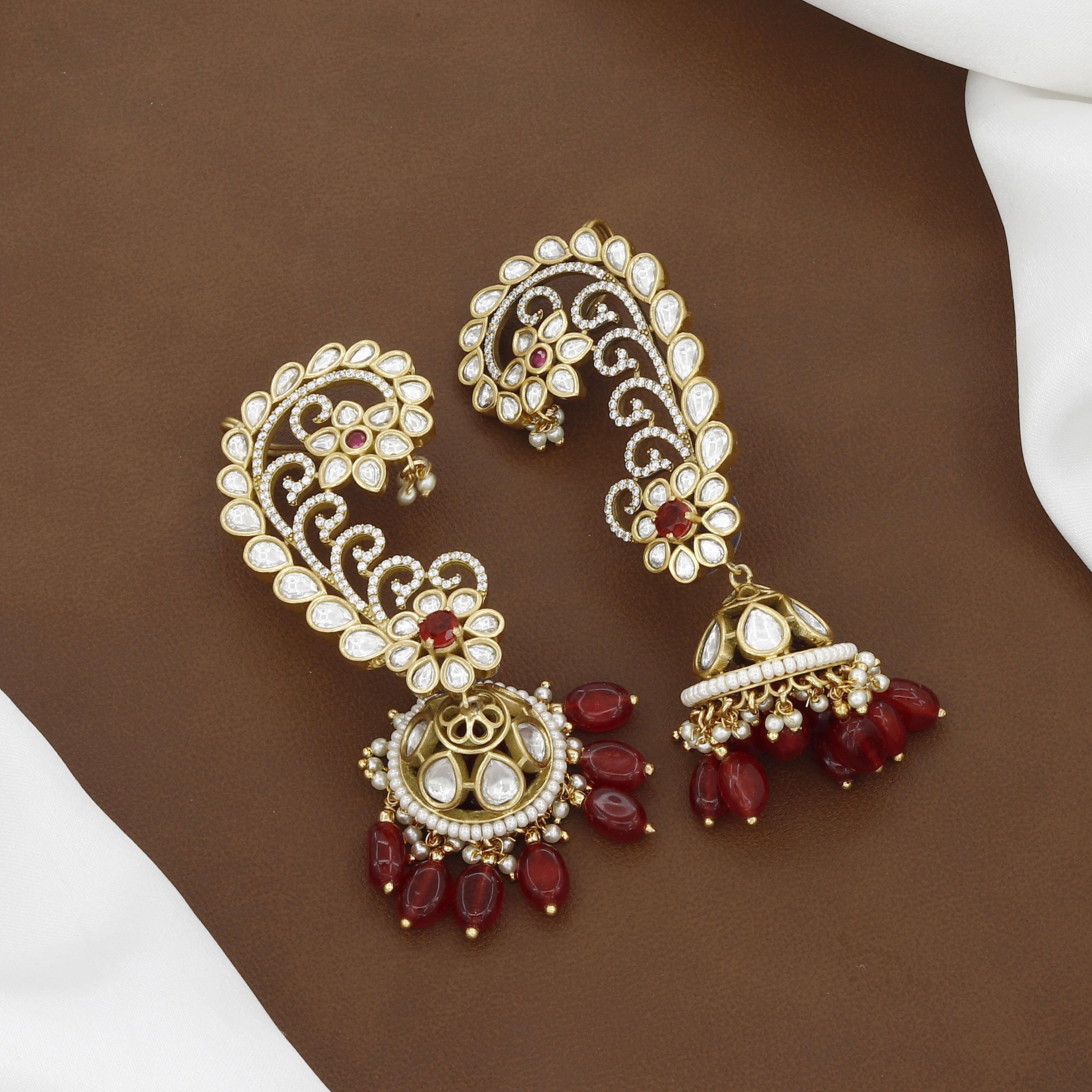 Statement Ethnic Exquisite Designer Kundan Jhumka Cuffs