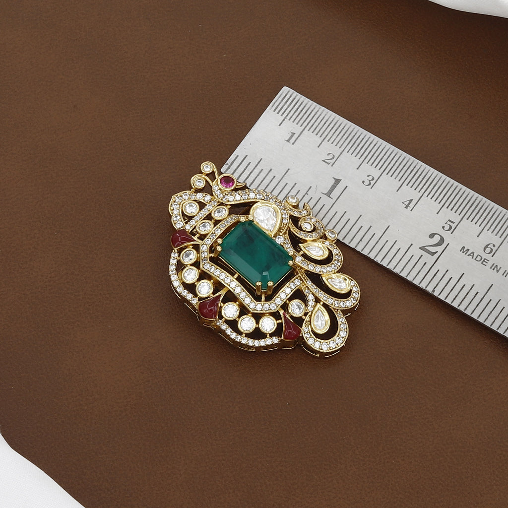 Victorian Polished Rectangle Stone Pendent butti Set