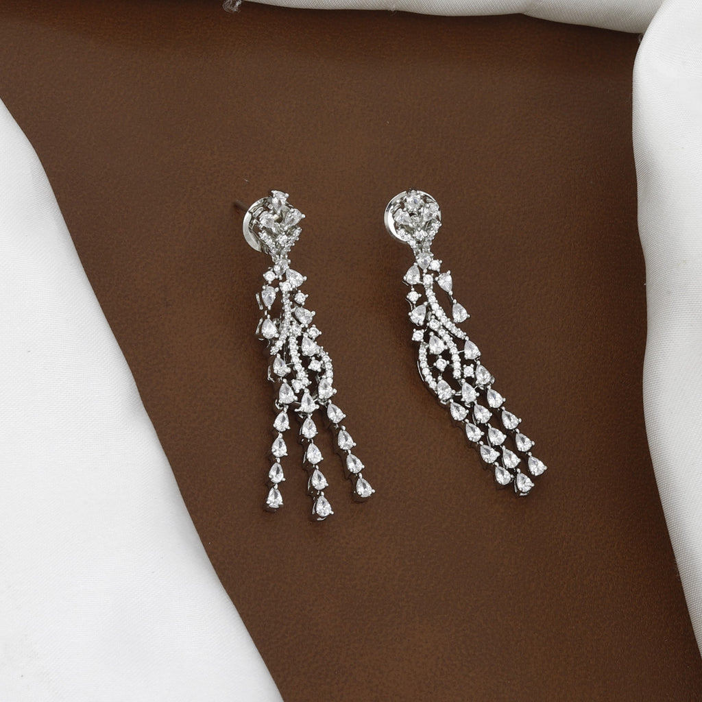 Silver Polished Exquisite CZ Necklace & Earring Set (Copy)