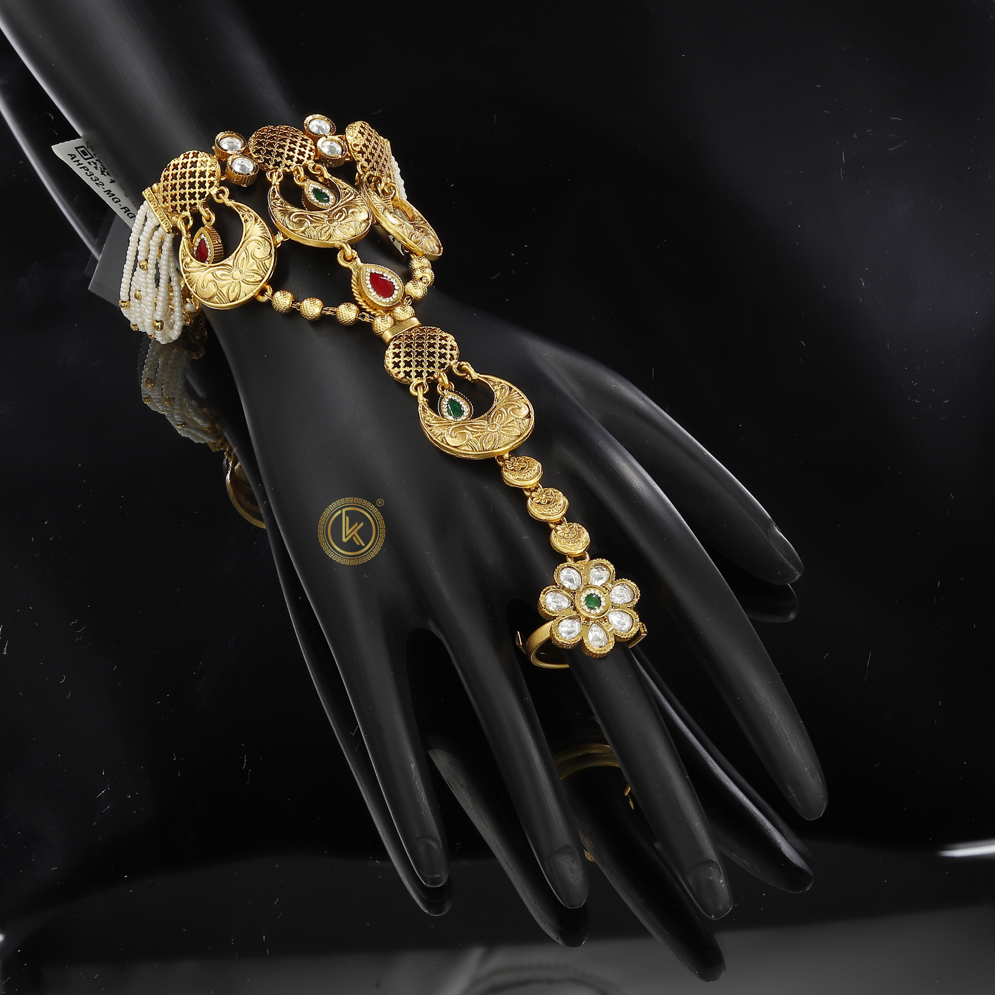 Elegant Antique Hathphool with Pearls and Filigree