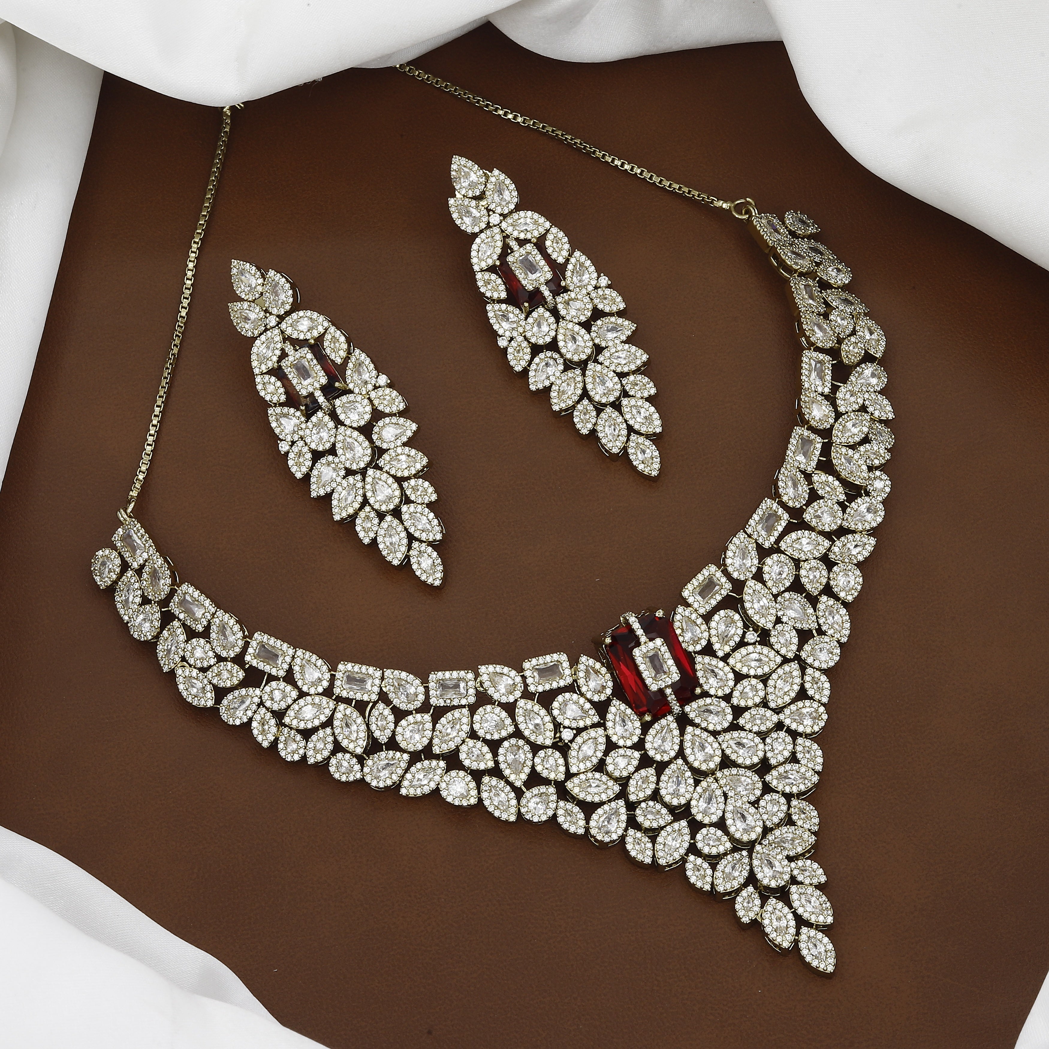 Regal Mehndi-Tone Statement Diamond Jewelry Set