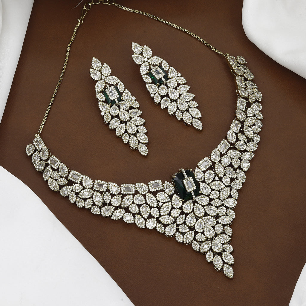 Regal Mehndi-Tone Statement Diamond Jewelry Set