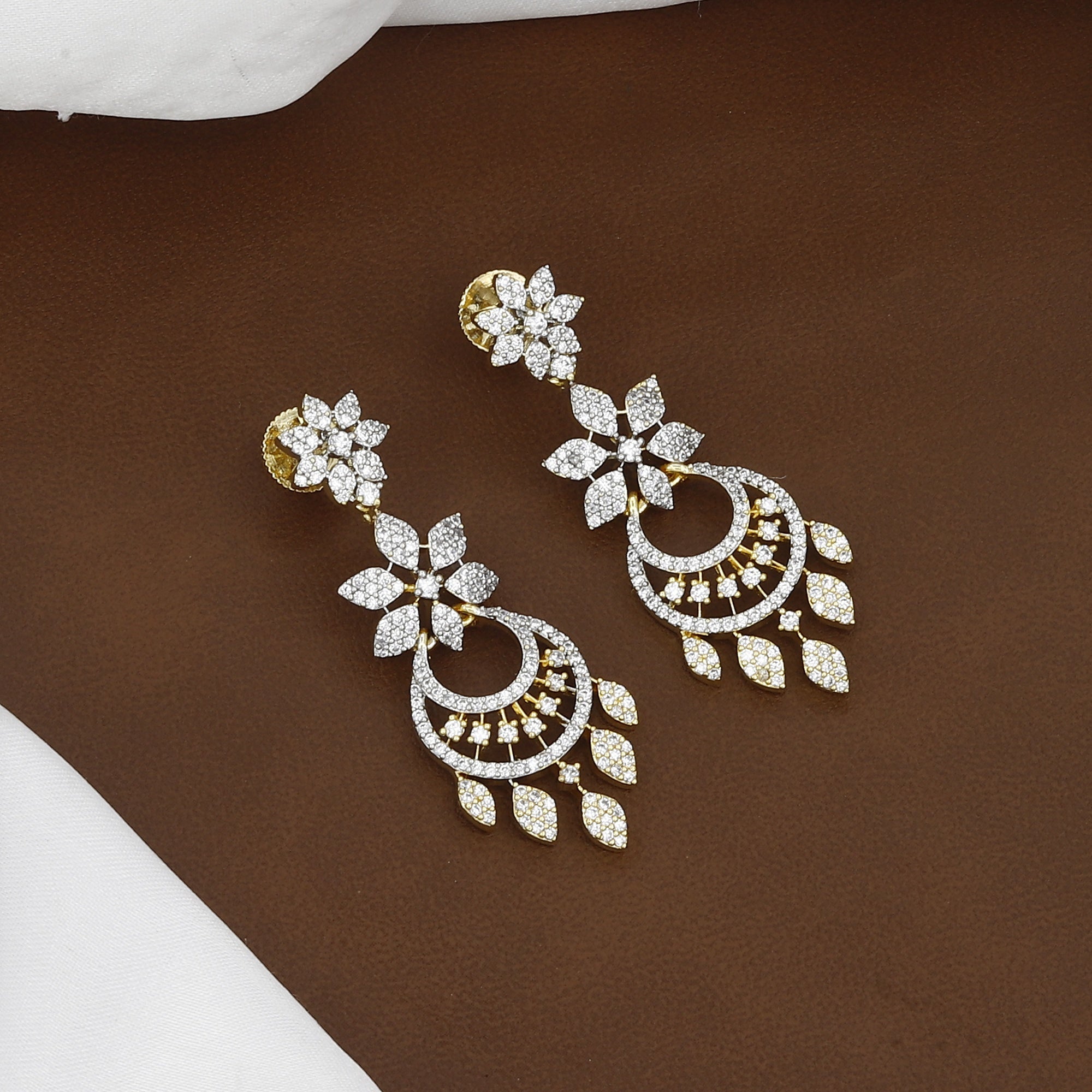 Mini Gold-Plated American Diamond Floral Necklace Set