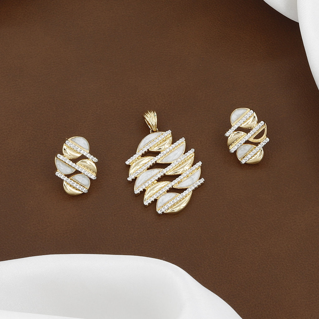 Elegant Gold-Tone Abstract Leaf Jewelry Set with Colors