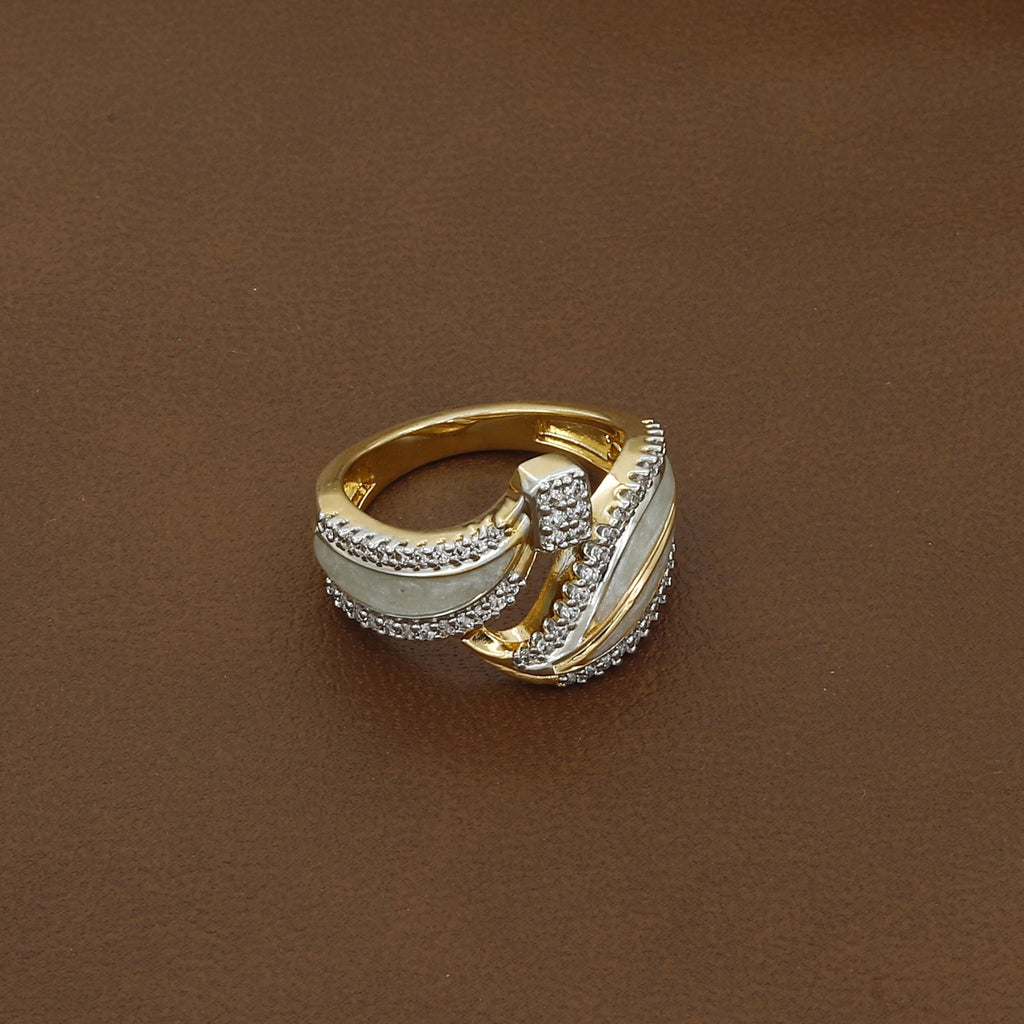 Two-Tone American Diamond Crossover Designer Ring