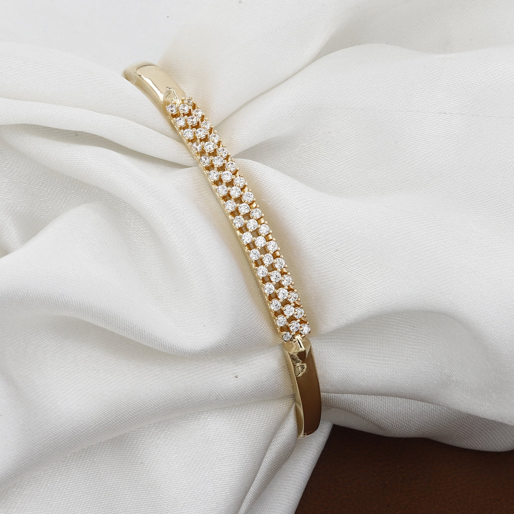 Gold Triple-Row Pave Diamond Bangle  Bracelet