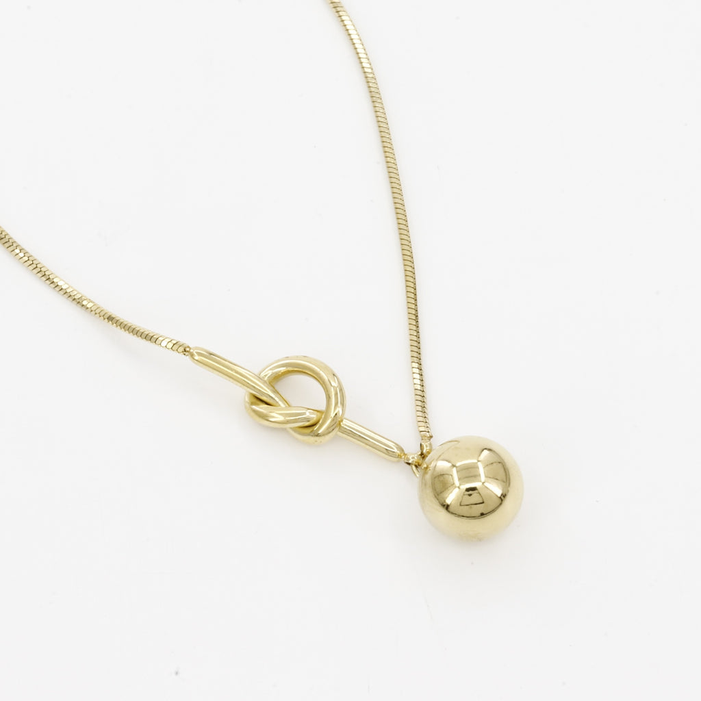 Gold Orb & Knot Pendant Necklace