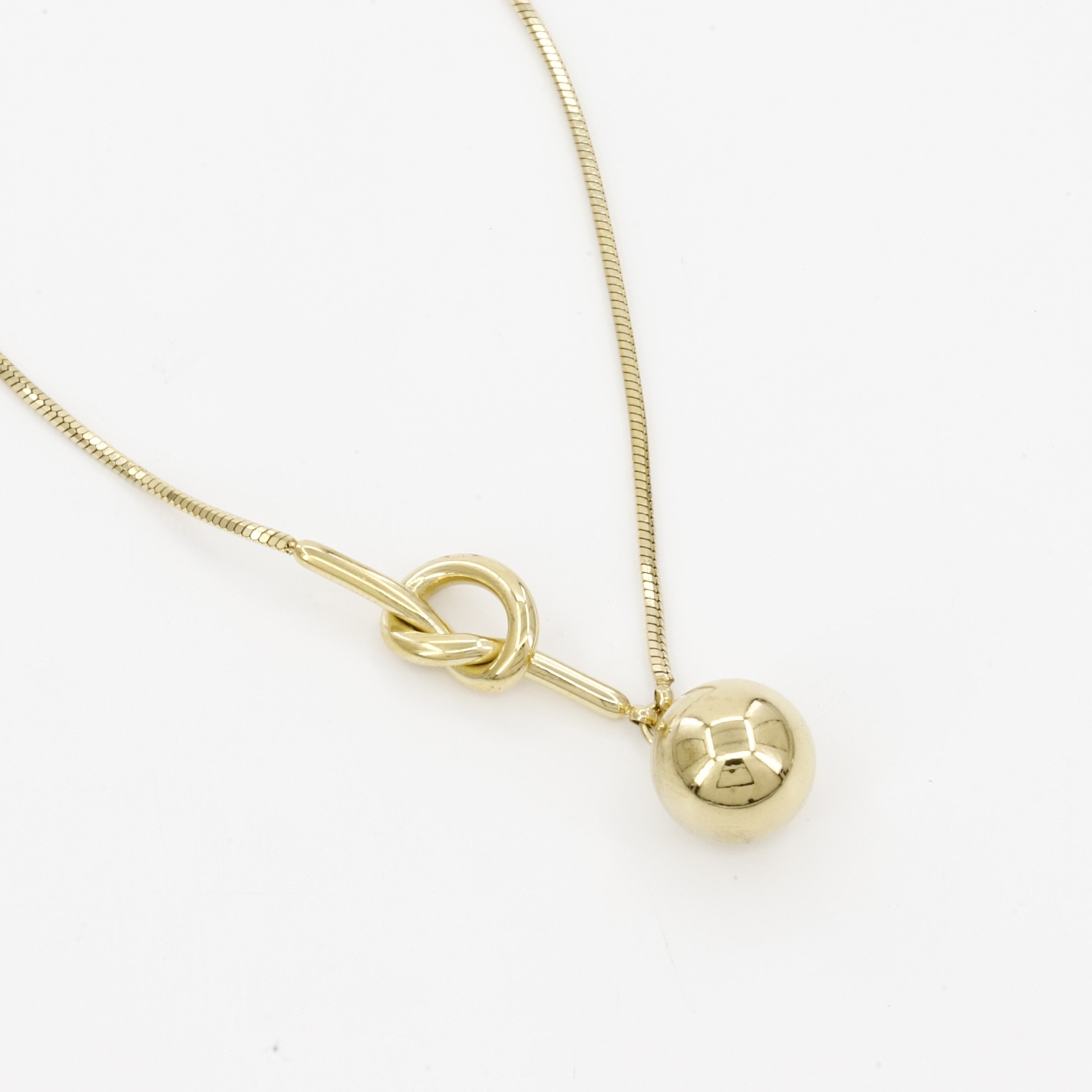 Gold Orb & Knot Pendant Necklace