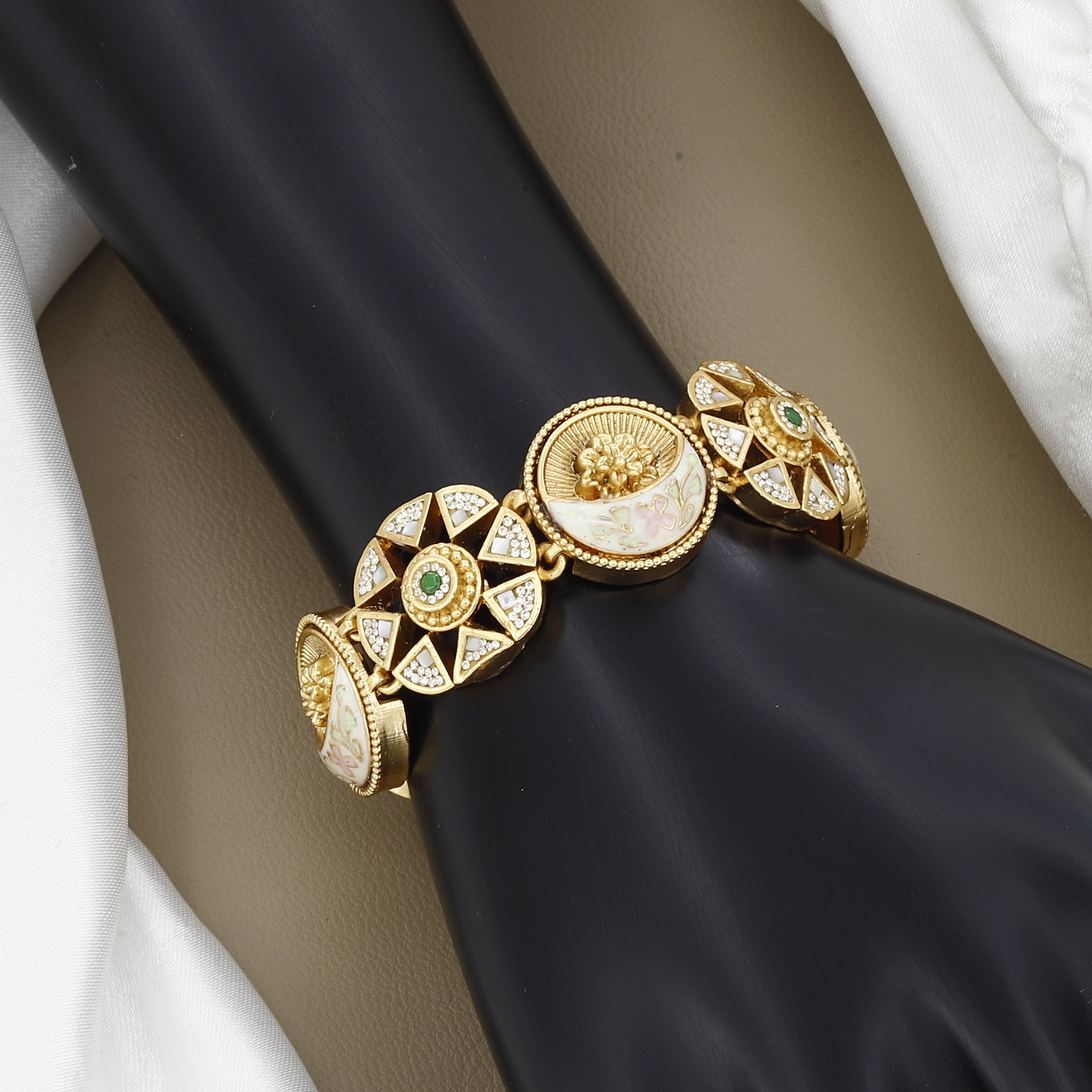 Heritage Enamel and Multi-Stone Gold-Plated Link Bracelet