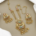 Seed Pearl & Emerald Accents Long Bridal Necklace Set