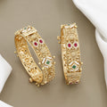 Antique Gold Patla Set with Ruby, Emerald & Pearl Accents