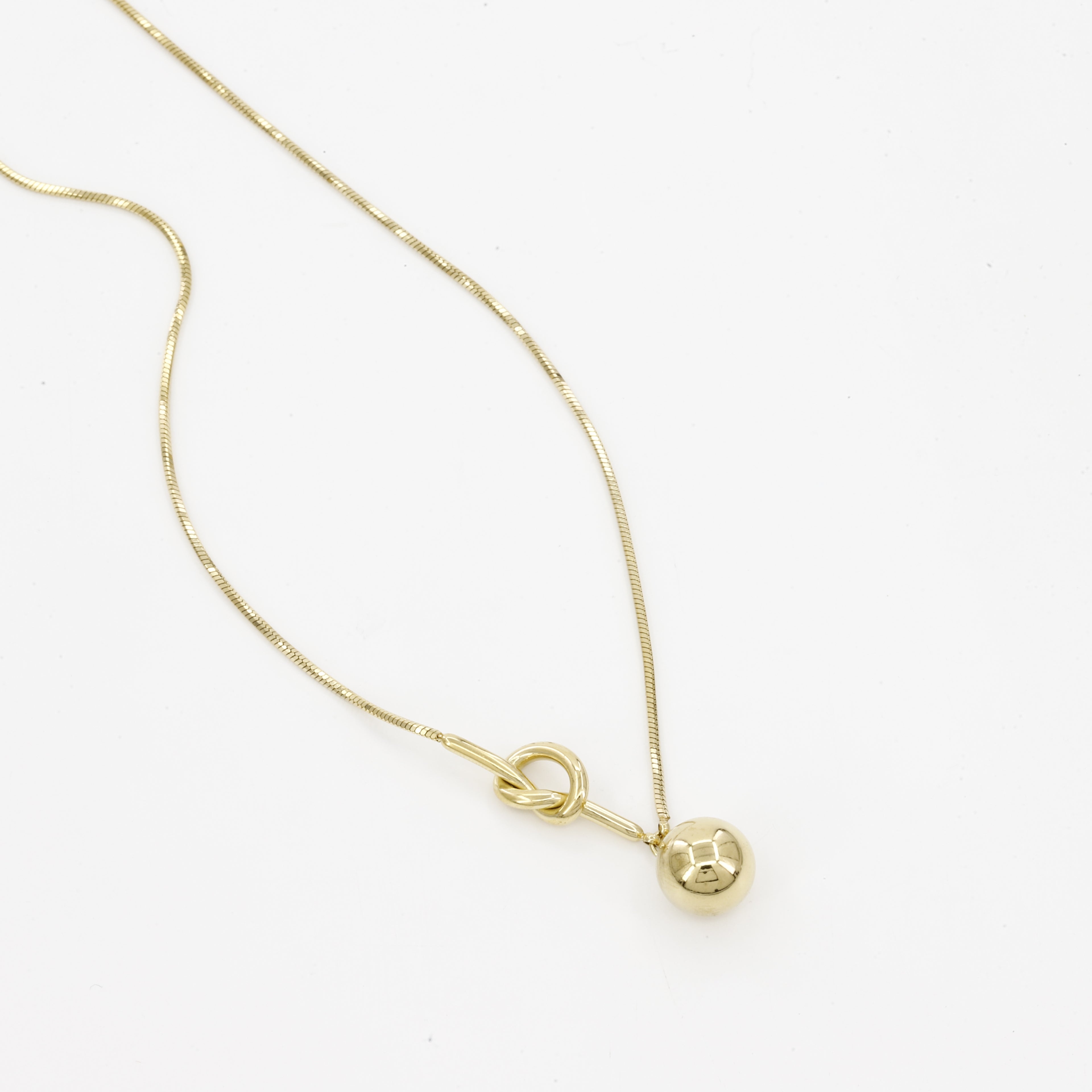 Gold Orb & Knot Pendant Necklace
