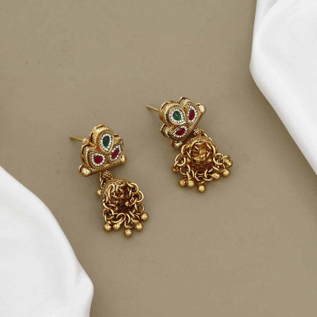 Gold Plated Kundan & Stone Work Long Necklace Set