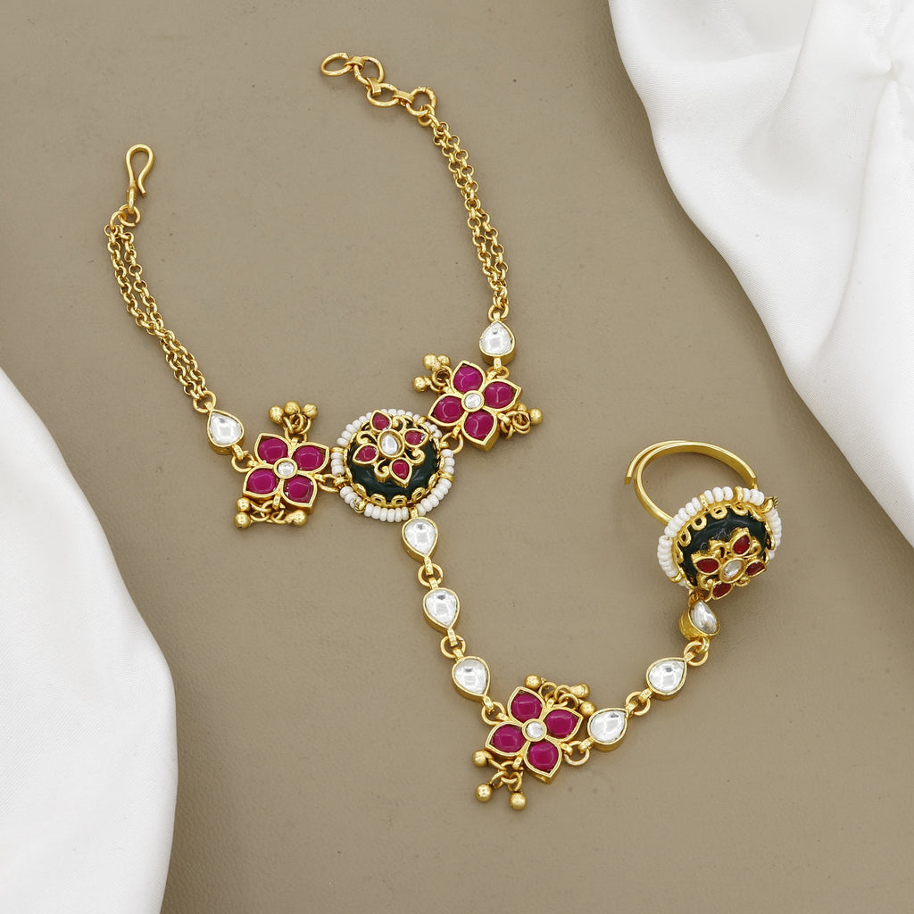 Antique Traditional Kundan & Ruby Haathphool