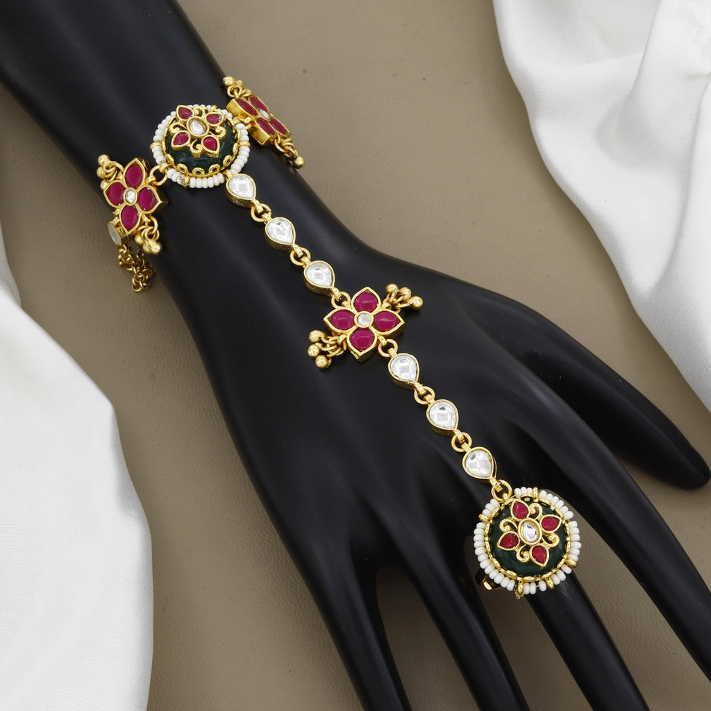 Antique Traditional Kundan & Ruby Haathphool
