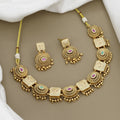 Antique Gold-Plated Necklace Set with Pastel Meenakari