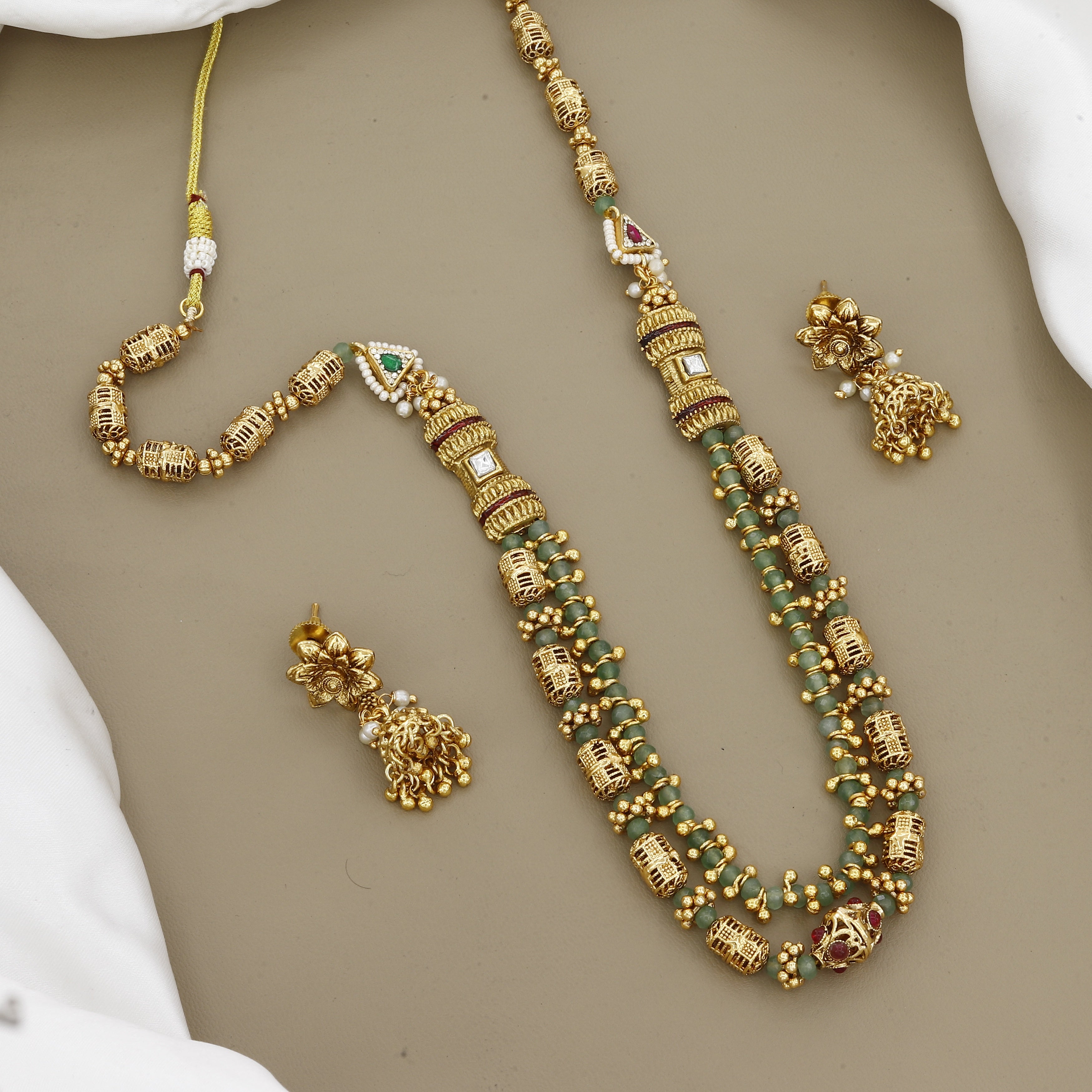 Traditional Antique Gold Layered Mala Set