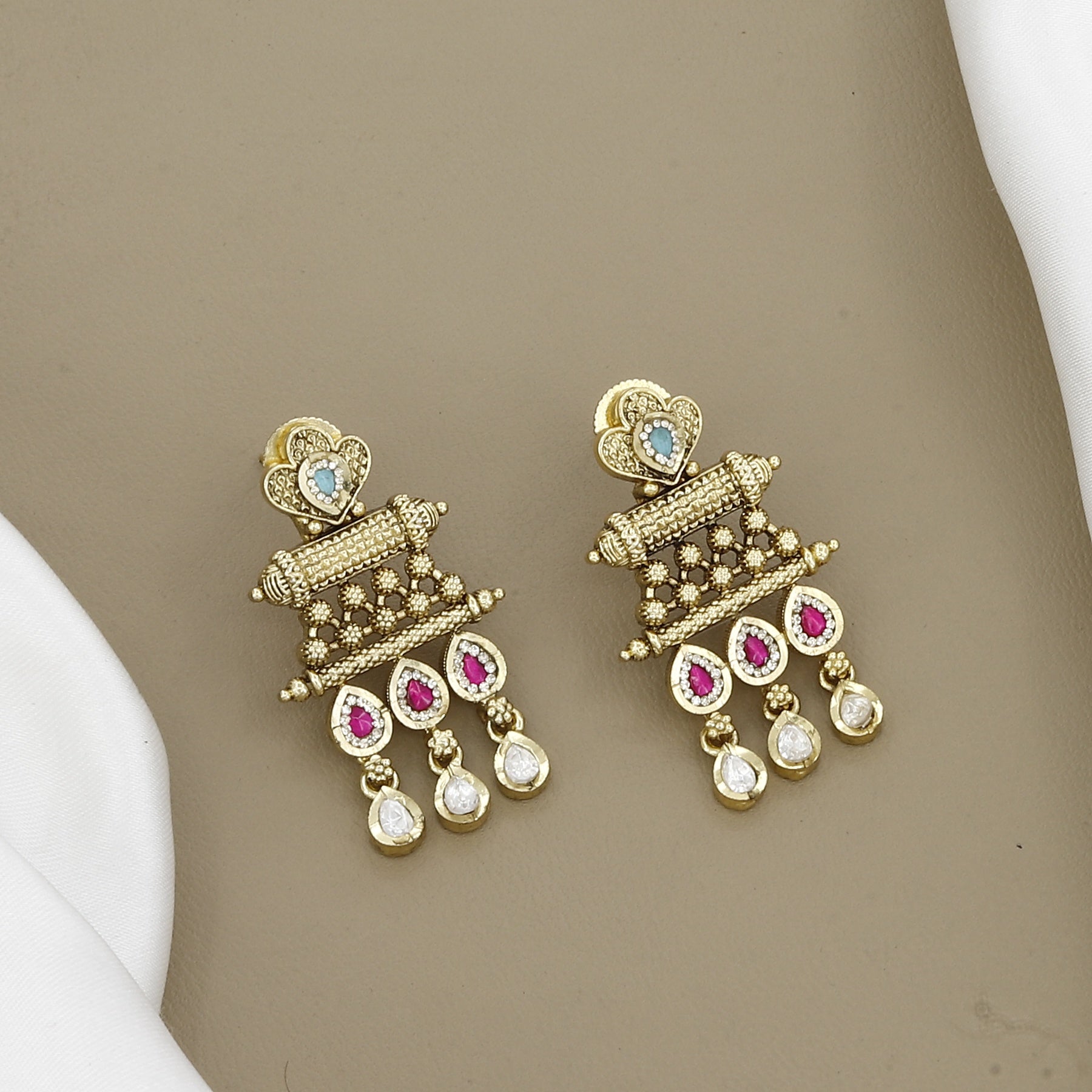 Handcrafted Antique Gold-Plated Mini Pendant Set