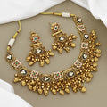 Antique Gold-Plated Filigree Necklace Set with Bold Enamel Accents and Heavy Clusters