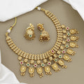 Traditional Matte Gold-Plated Wedding Necklace Set