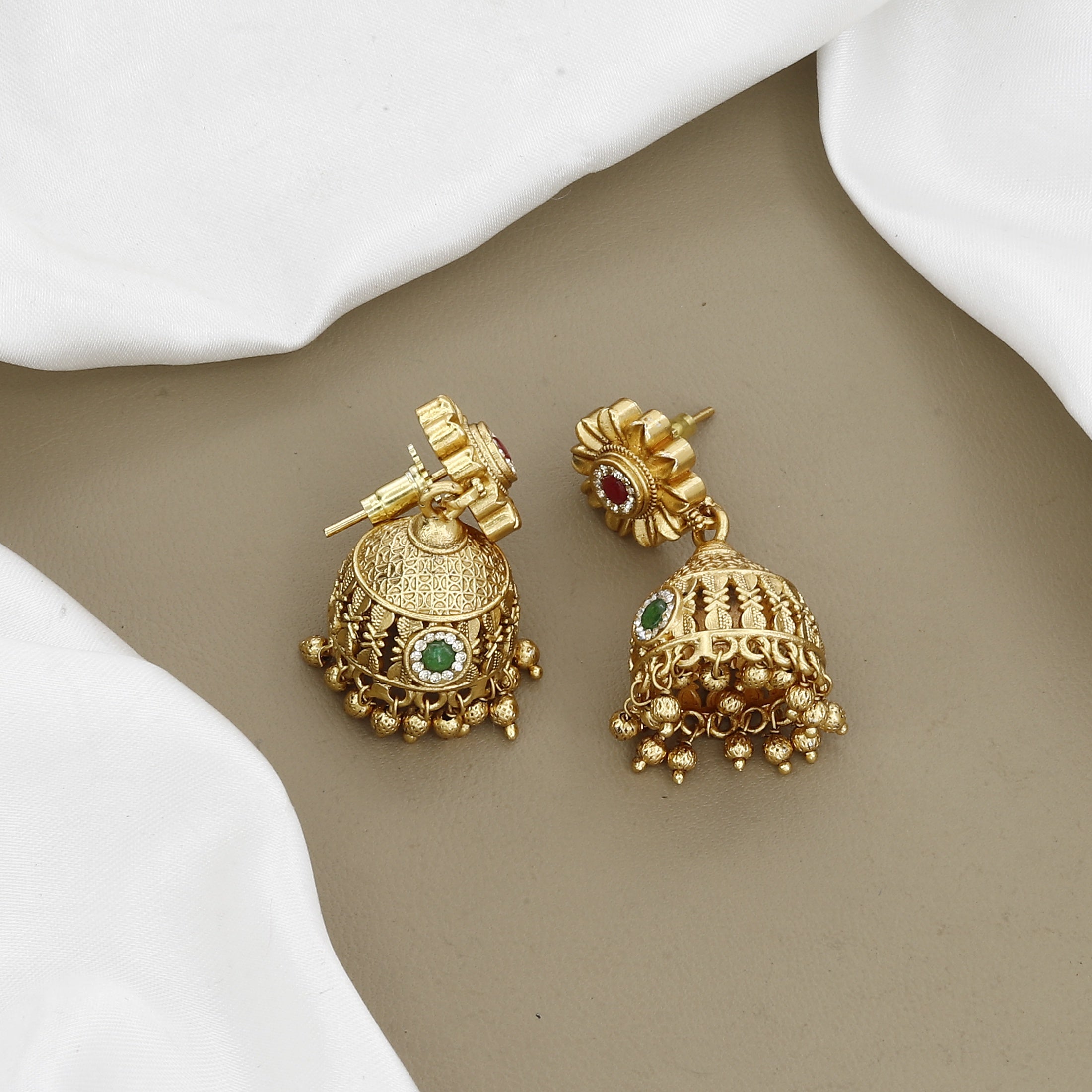 Traditional Matte Gold-Plated Wedding Necklace Set
