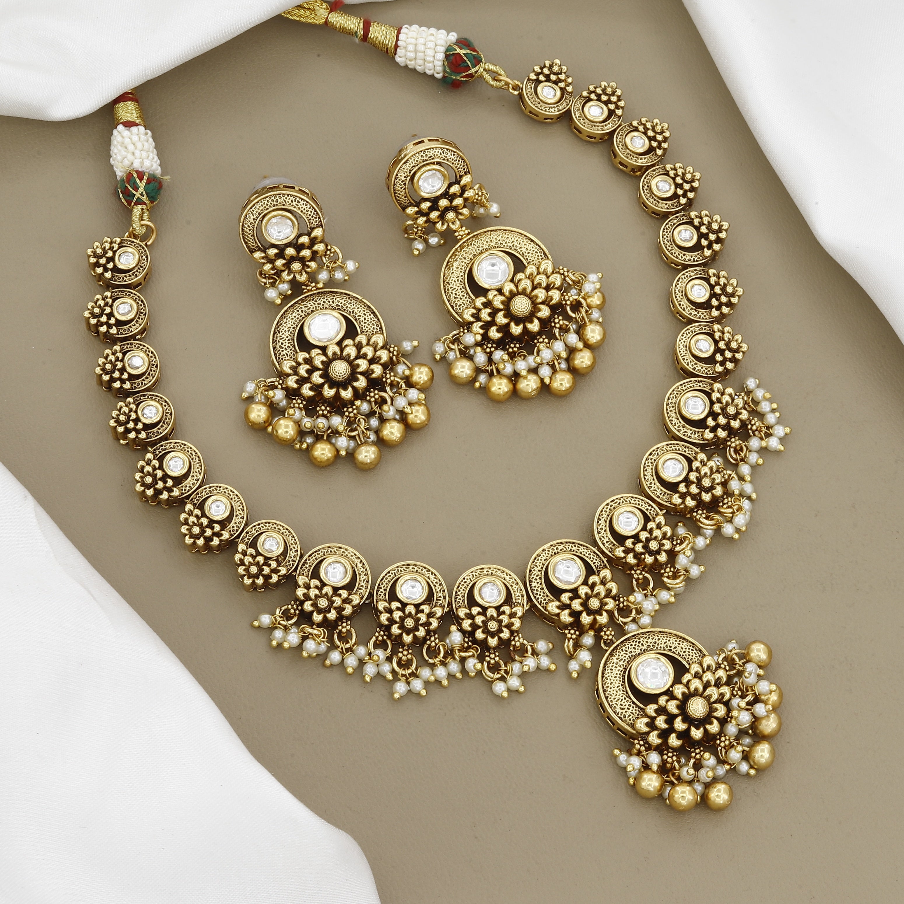 Traditional Antique Gold Tone Festive Necklace