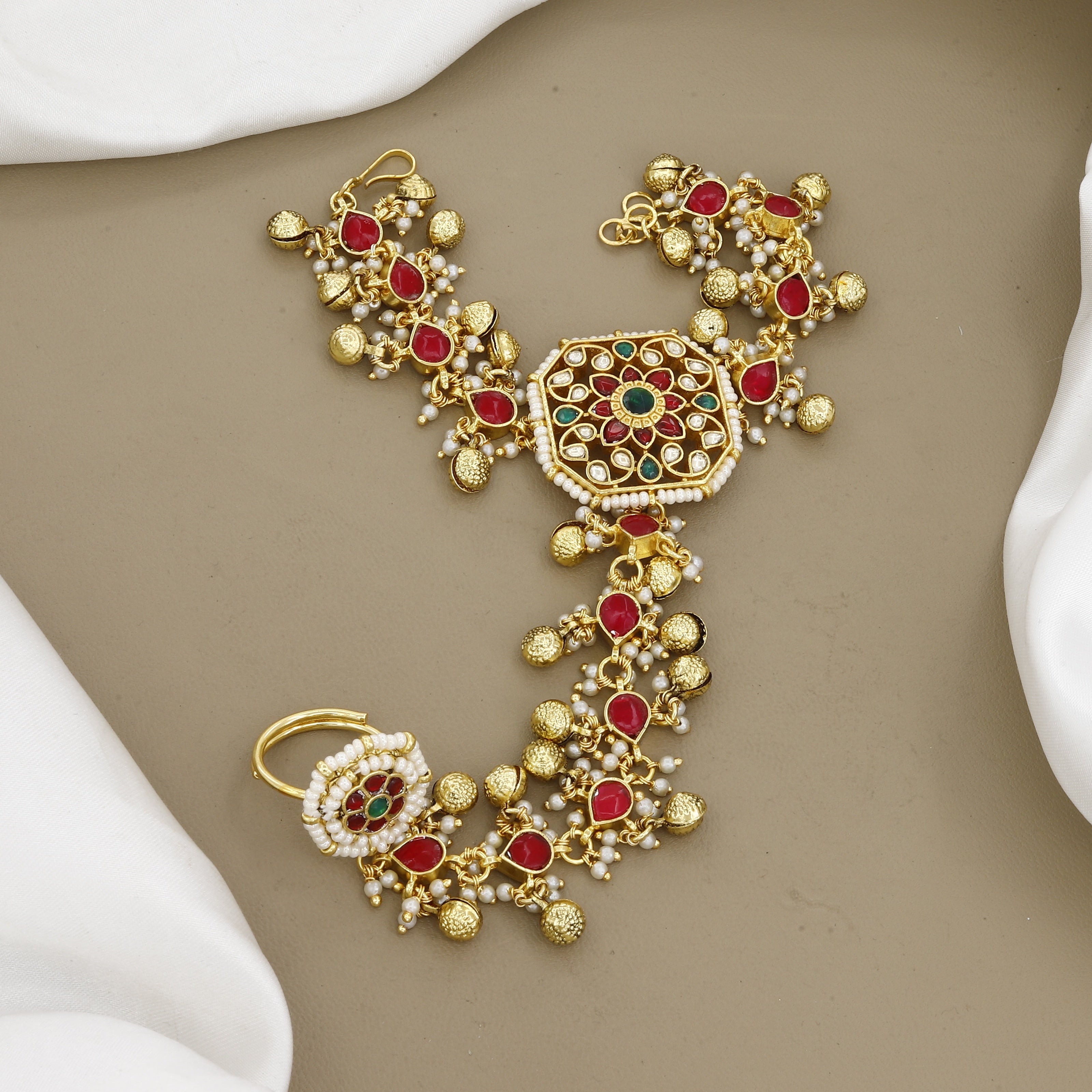 Antique Traditional Gold-Plated Wedding Hathphool