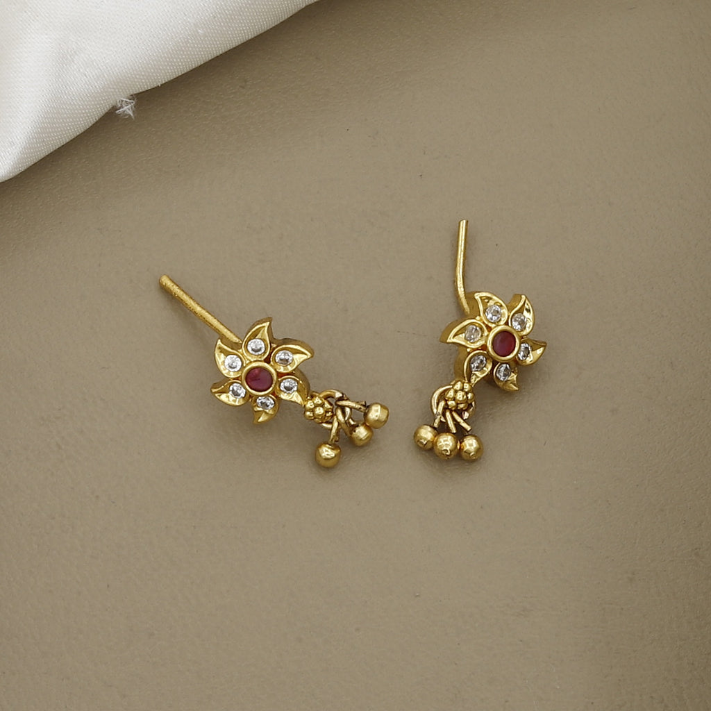 Traditional Ruby, Emerald & CZ Stone-Studded Gold Choker Set