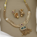 Multi-Strand Gold-Tone Heritage Necklace with Rectangular Pendant