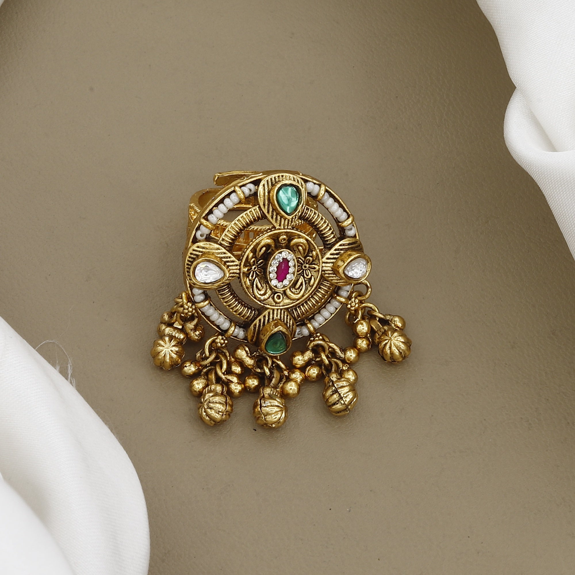 Antique Gold-Plated Circular Statement Ring