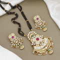 Gold-Plated Meenakari Mangalsutra Set with White Beadwork