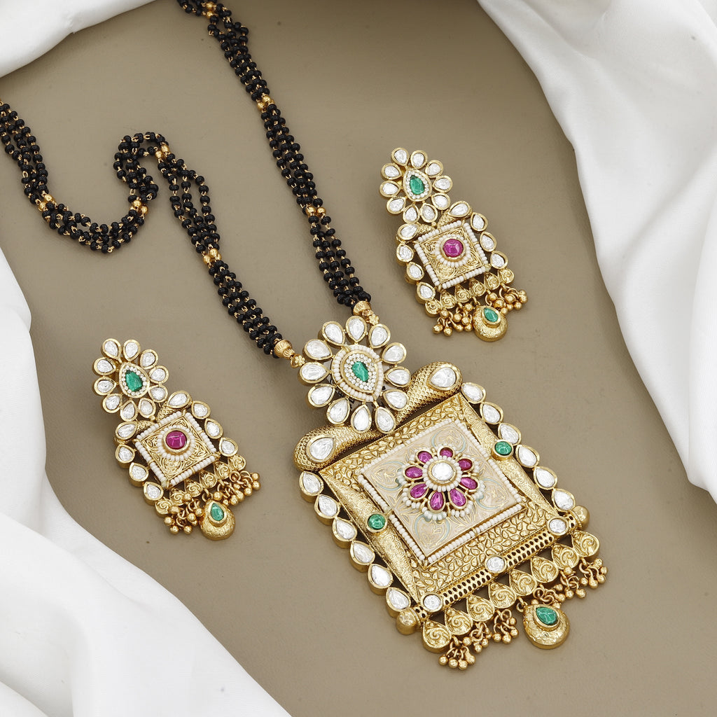 Royal Square Meenakari Mangalsutra Set