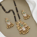 Traditional Temple Jewelry Mangalsutra Set with Emeralds and Rubies