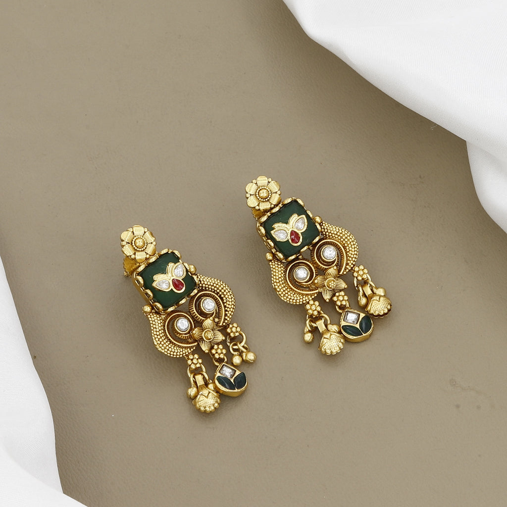 Ornate Antique-Finish Temple Jewelry Mangalsutra Set with Elephant Motifs