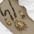 Antique Gold-Plated Mangalsutra Set with Stones and Jhumkas