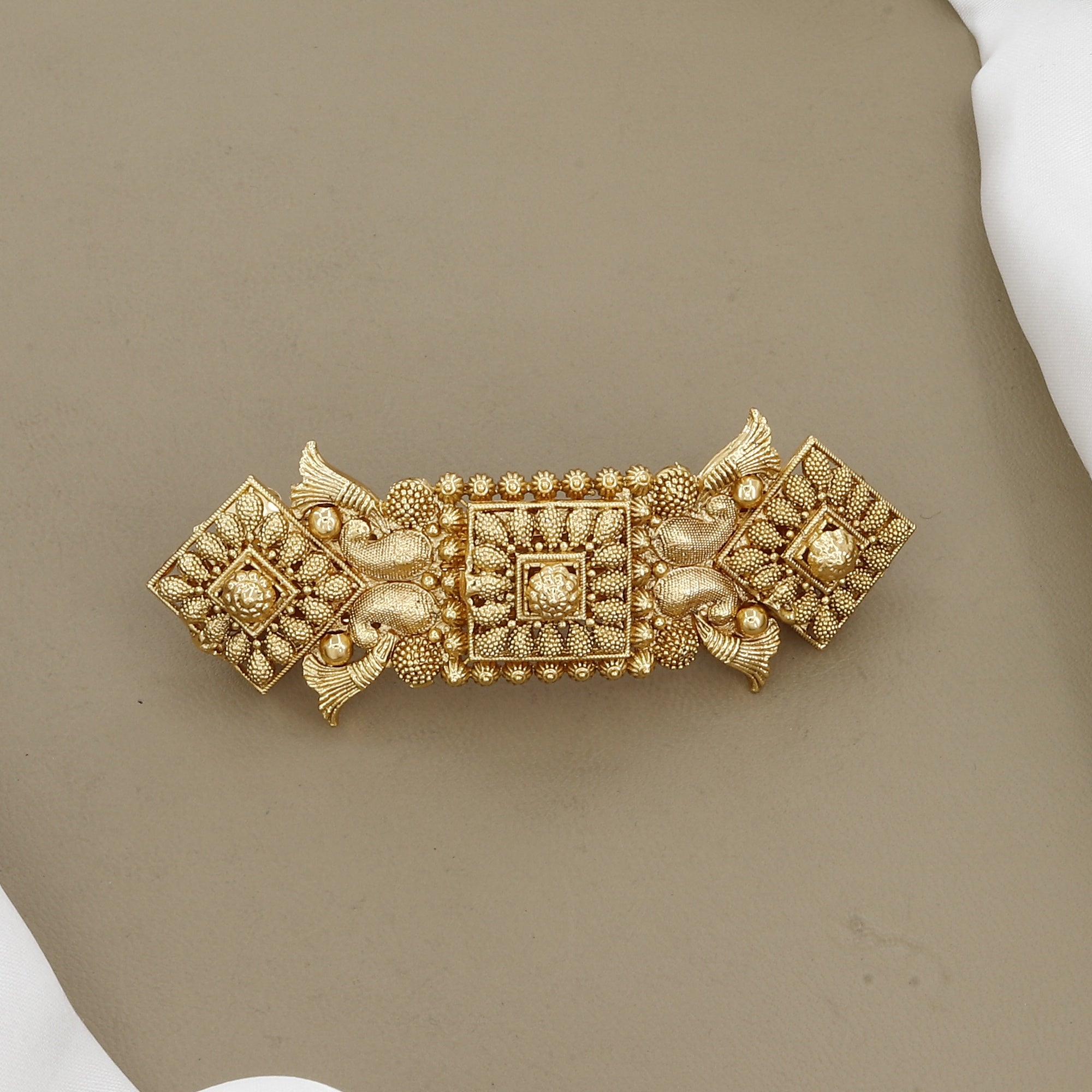 Antique Gold South Indian Jadatirami and Temple Work Hair Clips