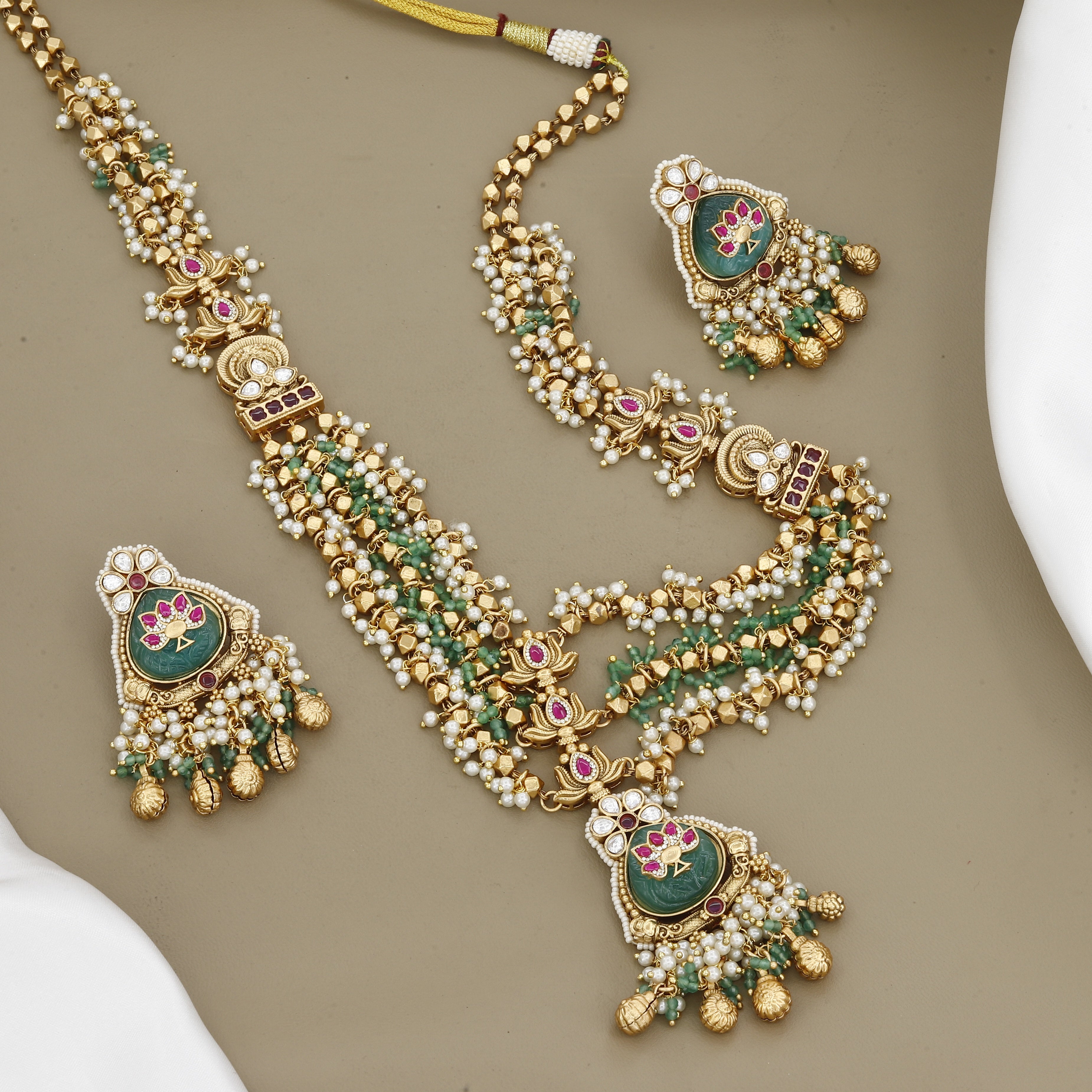 Regal Heritage Emerald & Ruby Temple Jewelry Set