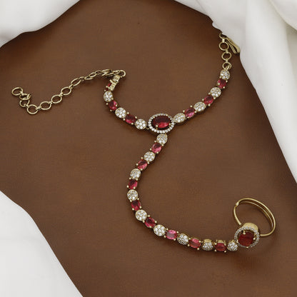 Mehndi Polish Grand CZ Stone Diamond Hath Panja with Colors