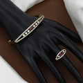 Elegant Crystal & Red Stone Cuff Bracelet Set