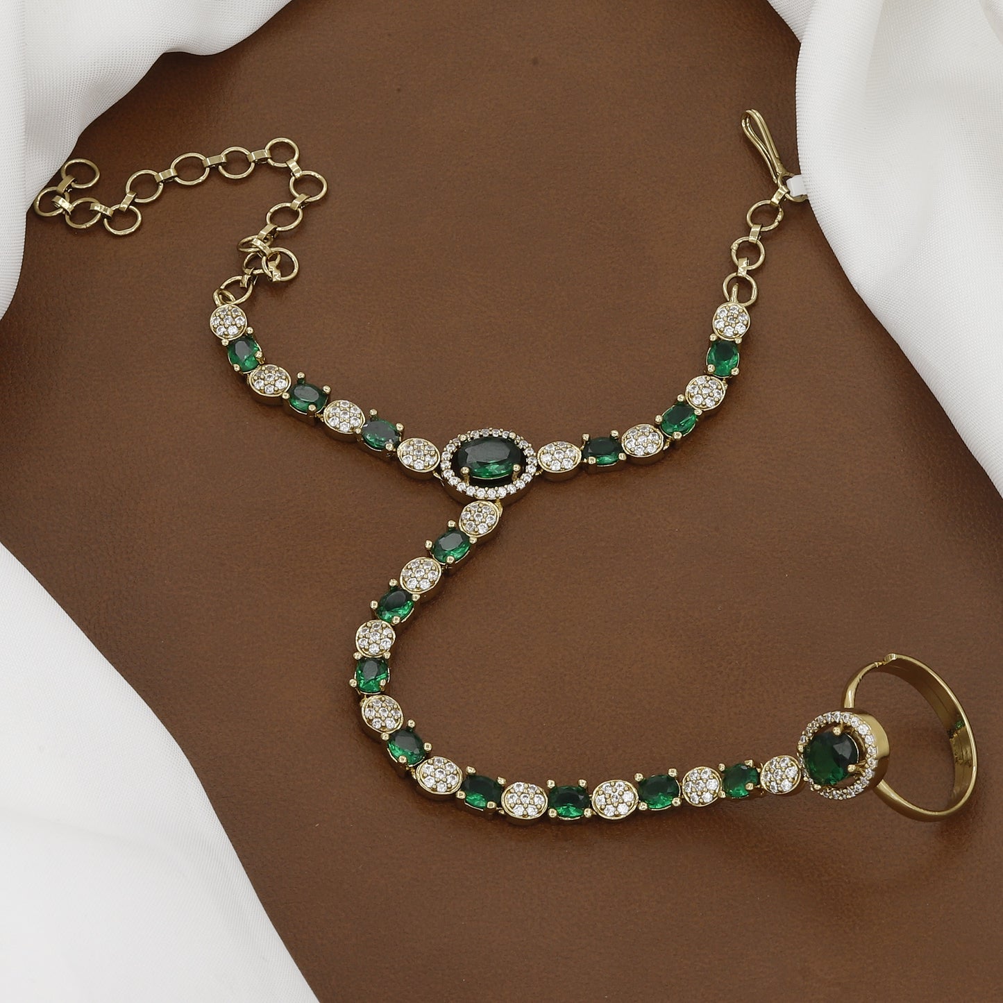 Mehndi Polish Grand CZ Stone Diamond Hath Panja with Colors