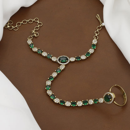 Mehndi Polish Grand CZ Stone Diamond Hath Panja with Colors