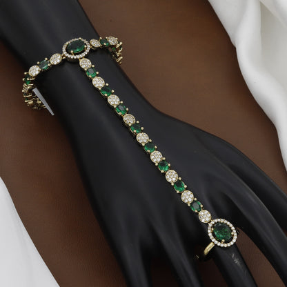 Mehndi Polish Grand CZ Stone Diamond Hath Panja with Colors