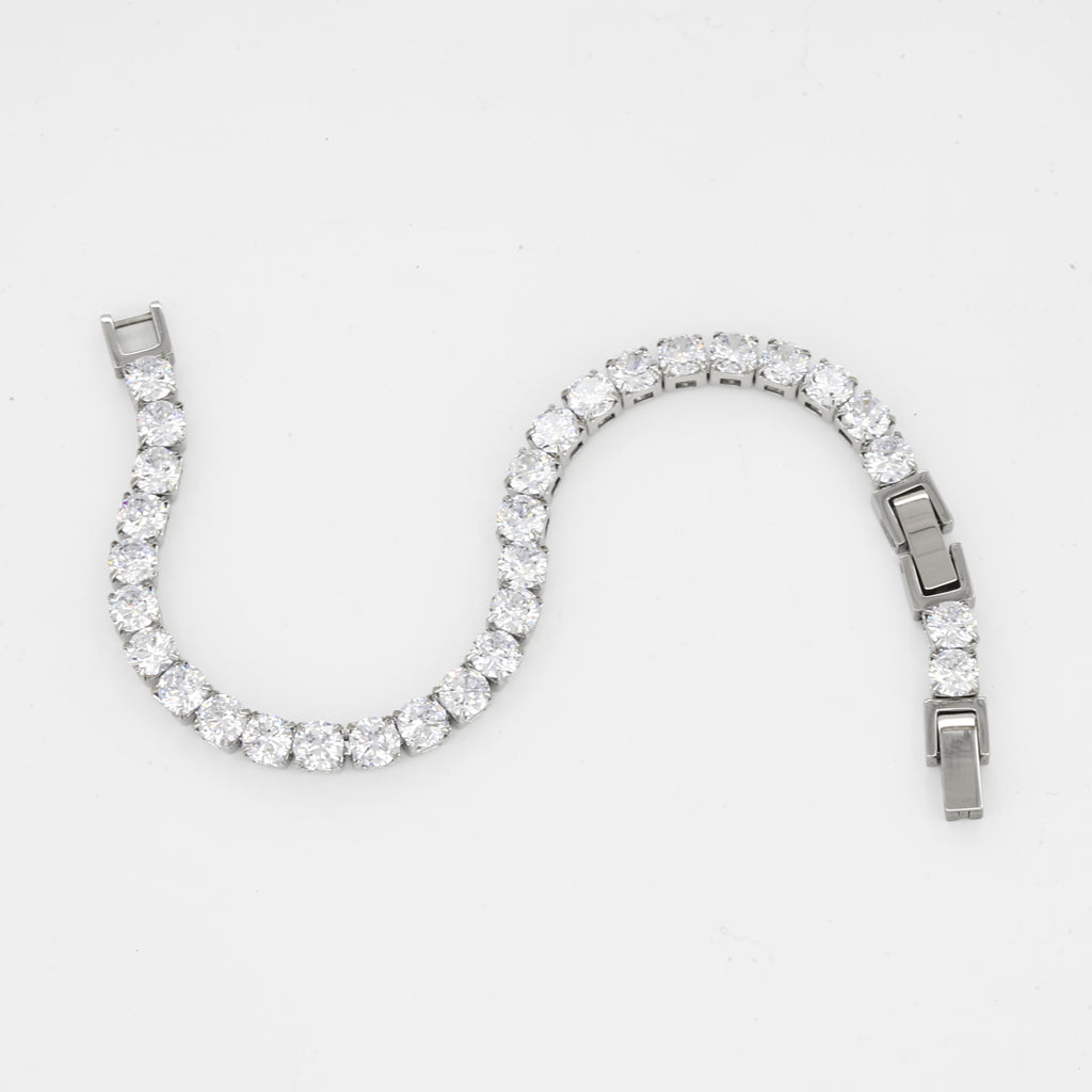 Brilliant Diamond Alternative Elegant Silver Tennis Bracelet