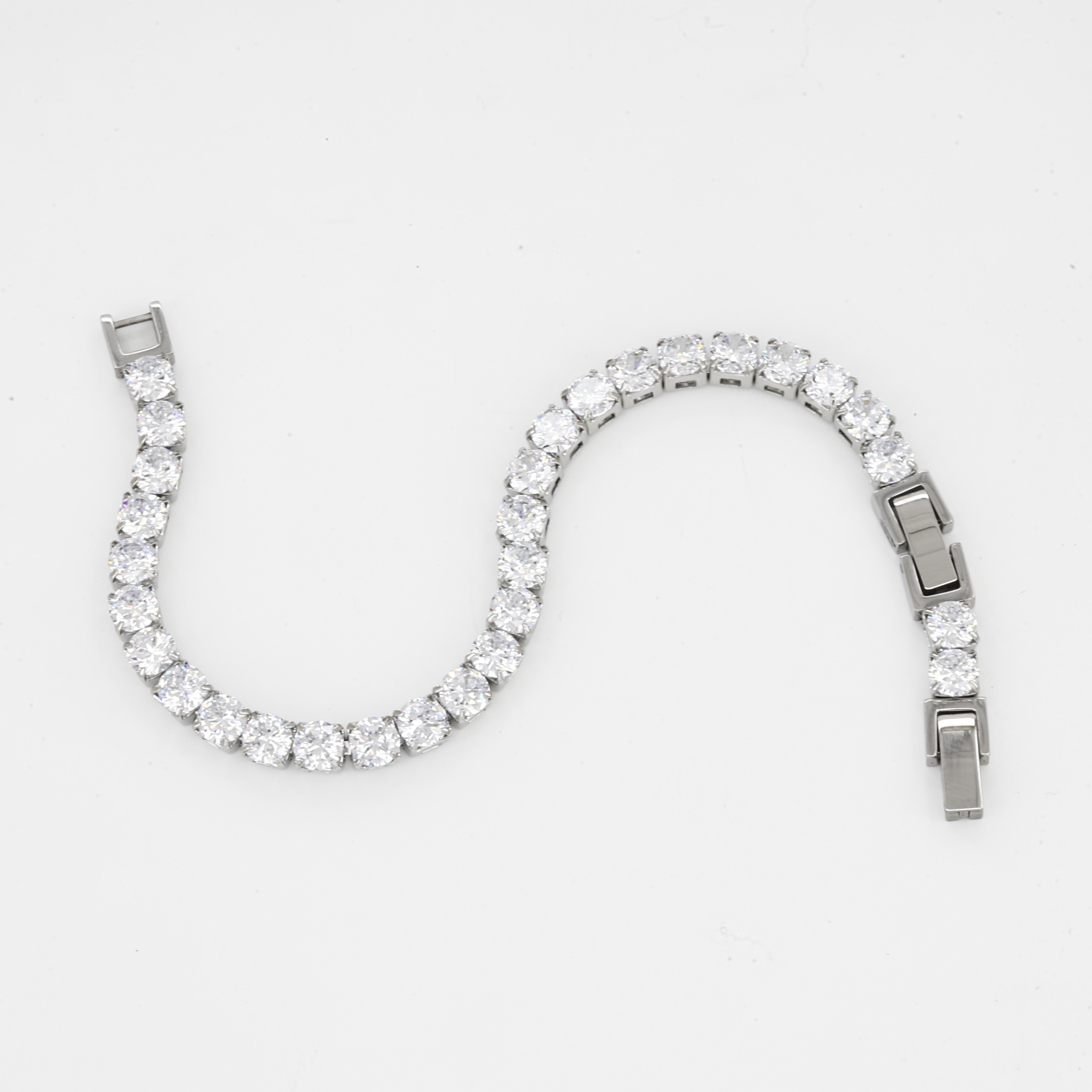 Brilliant Diamond Alternative Elegant Silver Tennis Bracelet